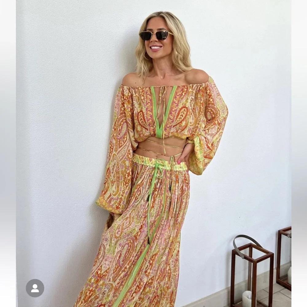 Zara Multicolor Off-Shoulder Top - Picture 6 of 10